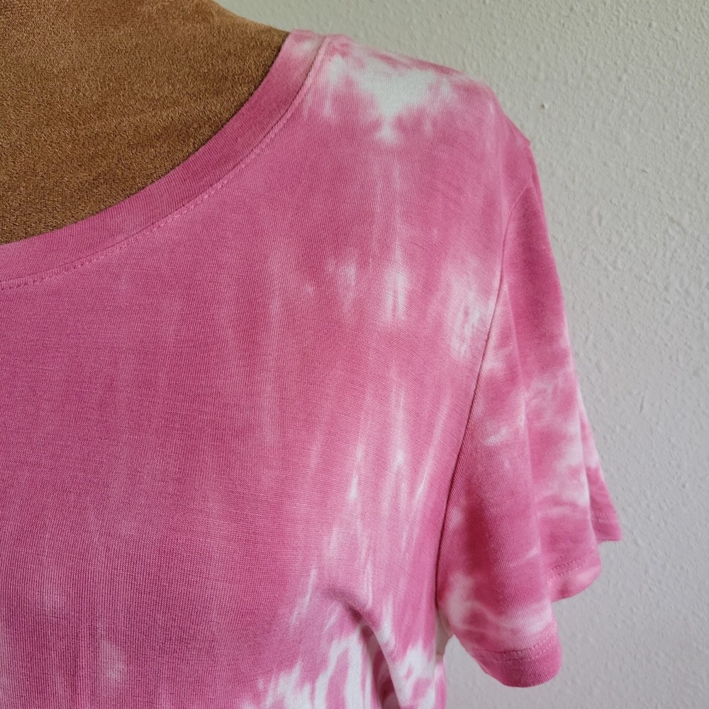Time and Tru Pink Tie Dye Knot Front T-Shirt‎ Womens Large 12-14 - Picture 2 of 9